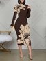 Robes Floral Printemps / Automne Élégant Naturel Quotidien Serré Manches Longues Robe Portefeuille Non pour Femmes