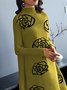 Robes Floral Printemps / Automne Élégant Poids lourd Quotidien Ample Mi-longue Trapèze Demi col roulé pour Femmes