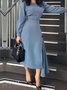 Robes Plain Printemps / Automne Élégant Taille Haute Aucune élasticité Coupe Régulière Maxi Faire la navette Ligne X pour Femmes