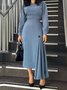 Robes Plain Printemps / Automne Élégant Taille Haute Aucune élasticité Coupe Régulière Maxi Faire la navette Ligne X pour Femmes
