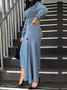Robes Plain Printemps / Automne Élégant Taille Haute Aucune élasticité Coupe Régulière Maxi Faire la navette Ligne X pour Femmes