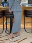 Jupes Plain Printemps / Automne Élégant Polyester Taille Haute Poids lourd Coupe Régulière Mi-longue Droit pour Femmes