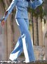 Jeans Femmes Plain Printemps / Automne Urbain Coton Naturel Micro-élasticité Quotidien Ample Pantalon droit