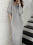 Robes Plain Hiver Élégant Naturel Poids lourd Micro-Élasticité Quotidien Ample Col Roulé pour Femmes