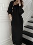 Robes Plain Hiver Élégant Naturel Poids lourd Micro-Élasticité Quotidien Ample Col Roulé pour Femmes