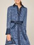 Robes Plain Printemps / Automne Élégant Coton Coupe Régulière Taille Moyenne Régulier Robe Chemise Col de Chemise pour Femmes