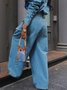 Jeans Décontracté Plain Printemps / Automne Zip Aucune élasticité Quotidien Coupe Régulière Cargo Pantalons Poche Couture pour Femmes