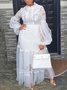 Robes Femmes Plain Été Élégant Taille Haute Léger Aucune élasticité Mi-longue Manches Longues Ligne X