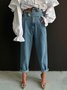 Jeans Femmes Plain Printemps / Automne Urbain Aucune élasticité Quotidien Pantalon à la cheville Toile de Jean Pantalon à bandes à la cheville Régulier