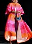 Kimono Rayé Printemps / Automne Urbain Polyester Aucune élasticité Quotidien Long Trapèze Régulier pour Femmes