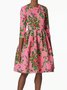 Robes Femmes Floral Printemps / Automne Urbain Zip Naturel Aucune élasticité Coupe Régulière Ligne X Non