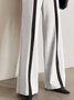 Pantalons Rayé Printemps / Automne Urbain Polyester Naturel Micro-élasticité Pantalon droit Long Droit pour Femmes