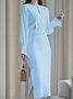 Robes Femmes Plain Printemps / Automne Urbain Polyester Aucune élasticité Coupe Régulière Maxi Manches Longues S-Ligne