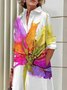 Robes Femmes Décontracté Floral Printemps / Automne Polyester Aucune élasticité Ample Manches Longues Poche Couture Non