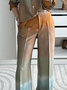 Pantalons Printemps / Automne Motif dégradé Urbain Naturel Aucune élasticité Quotidien Coupe Régulière Pantalon droit Régulier pour Femmes