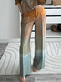 Pantalons Printemps / Automne Motif dégradé Urbain Naturel Aucune élasticité Quotidien Coupe Régulière Pantalon droit Régulier pour Femmes