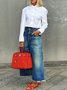 Jeans Femmes Décontracté Plain Printemps / Automne Taille Haute Quotidien Coupe Régulière Pantalons à Jambe Large Droit Régulier