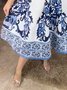 Robes Femmes Été Urbain Aléatoire Imprimé Polyester Micro-élasticité Faire la navette Sans Manches Ligne X Non