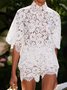 Blouses Femmes Plain Été Élégant Polyester Léger Quotidien Régulier Droit Col de Chemise