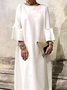 Robes Plain Été Urbain Naturel Quotidien Ample Mi-longue Col Rond Non pour Femmes