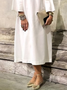 Robes Plain Été Urbain Naturel Quotidien Ample Mi-longue Col Rond Non pour Femmes