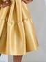 Robes Plain Été Élégant Taille Haute Droit Régulier Poche Couture Non Longueur du genou pour Femmes