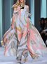 Robes Femmes Abstrait Été Vacances Ample Maxi Manches Courtes à Épaules Dénudées Trapèze Non