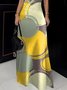 Robes Été Urbain Abstrait Pois Polka Imprimé à Haute Élasticité Maxi Sans Manches Col Roulé Régulier pour Femmes