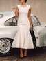 Robes Femmes Plain Été Élégant Polyester Taille Haute Mariage Mi-longue Ligne X Régulier