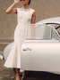 Robes Femmes Plain Été Élégant Polyester Taille Haute Mariage Mi-longue Ligne X Régulier