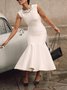 Robes Femmes Plain Été Élégant Polyester Taille Haute Mariage Mi-longue Ligne X Régulier