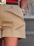 Shorts Décontracté Plain Été Polyester Taille Haute Quotidien Coupe Régulière Droit Régulier pour Femmes