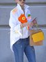 Chemises Floral Printemps / Automne Urbain Polyester Aucune élasticité Ample Manches Longues Droit Régulier pour Femmes