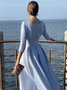Robes Plain Printemps / Automne Élégant Satin Micro-élasticité Coupe Régulière Maxi Ligne X Non pour Femmes