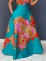 Robes Femmes Floral Été Élégant Polyester Col V Taille Haute Maxi Régulier Non