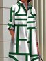 Robes Rayé Printemps / Automne Urbain Aucune élasticité Manches Longues Trapèze Régulier Robe Chemise Col de Chemise pour Femmes