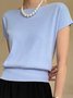 T-shirts Décontracté Plain Été Micro-élasticité Quotidien Ample Manches Courtes Col Rond Droit pour Femmes