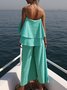 Camisole Plain Été Vacances Polyester à Bretelles Léger Régulier Gallus Trapèze pour Femmes