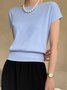 T-shirts Décontracté Plain Été Micro-élasticité Quotidien Ample Manches Courtes Col Rond Droit pour Femmes