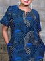 Robes Géométrique Décontracté Été Polyester Col V Aucune élasticité Manches Courtes Régulier Poche Couture pour Femmes