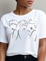 T-shirts Décontracté Visage Été Quotidien Ample Col Rond Régulier Ligne T Régulier pour Femmes