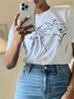 T-shirts Décontracté Visage Été Quotidien Ample Col Rond Régulier Ligne T Régulier pour Femmes