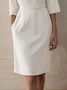 Robes Plain Été Élégant Polyester Quotidien Coupe Régulière Court Manches trois quarts Non pour Femmes