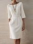 Robes Plain Été Élégant Polyester Quotidien Coupe Régulière Court Manches trois quarts Non pour Femmes