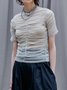 T-shirts Femmes Décontracté Plain Été Micro-élasticité Coupe Régulière Manches Courtes Col Rond Droit ultra Léger