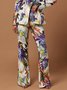 Mode Pantalons Femmes Floral Printemps / Automne Urbain Taille Haute Quotidien Pantalon droit Droit Régulier Poche Couture