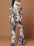Mode Pantalons Femmes Floral Printemps / Automne Urbain Taille Haute Quotidien Pantalon droit Droit Régulier Poche Couture