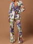 Mode Pantalons Femmes Floral Printemps / Automne Urbain Taille Haute Quotidien Pantalon droit Droit Régulier Poche Couture