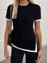 T-shirts Femmes Décontracté Bloc de Couleur Été Micro-élasticité Quotidien Coupe Régulière Manches Courtes Ligne T Régulier
