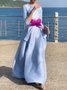Robes Plain Printemps / Automne Élégant Satin Micro-élasticité Coupe Régulière Maxi Ligne X Non pour Femmes